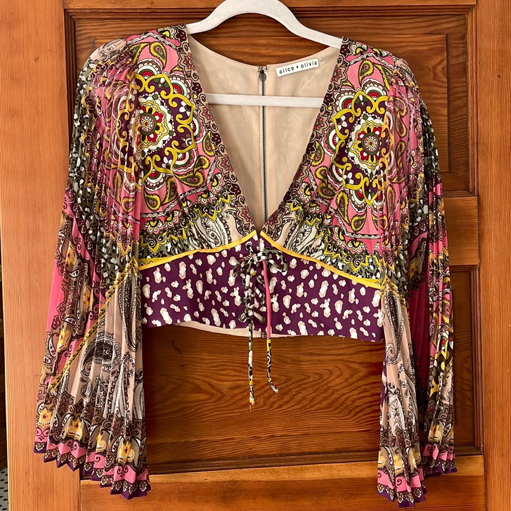 Alice + Olivia paisley print crop top